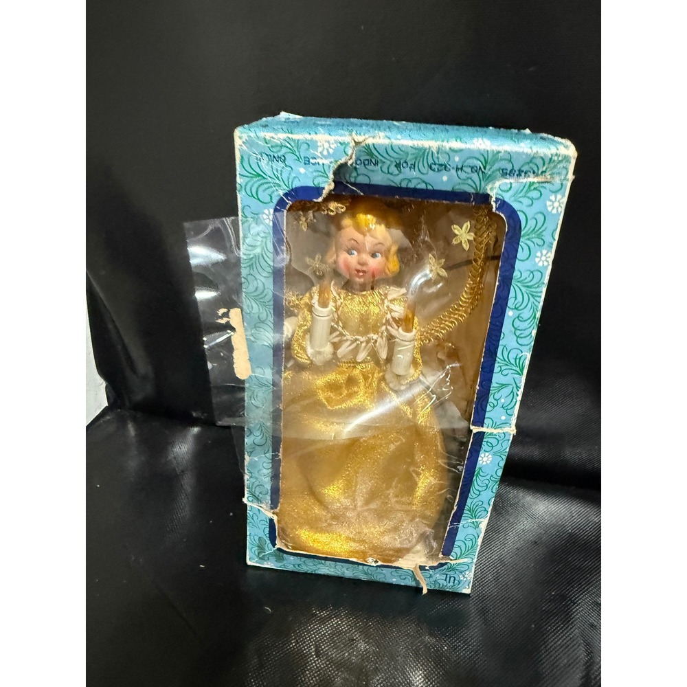 Vintage Electrified Gold Angel Tree Top Christmas Topper Made in Japan H-923